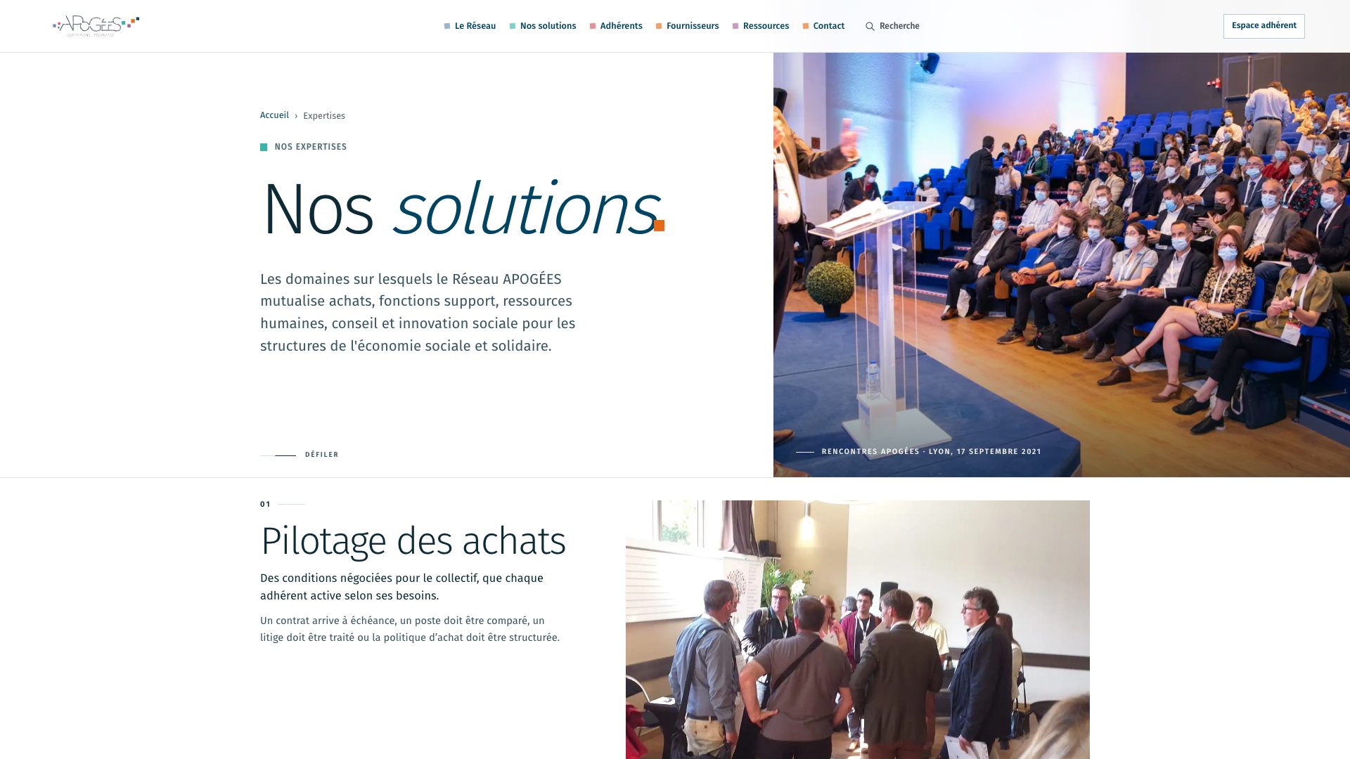 Page solutions du site APOGÉES